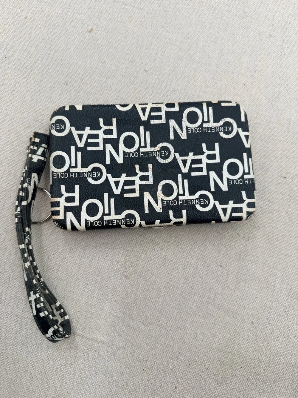 Kenneth Cole Black and White Logo Wristlet Wallet